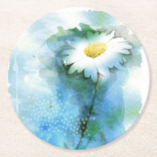 Dessous De Verre Rond Jolie marguerite d'aquarelle - toutes les options