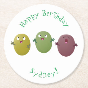 Dessous De Verre Rond Jolie olives joyeux chantant dessin animé