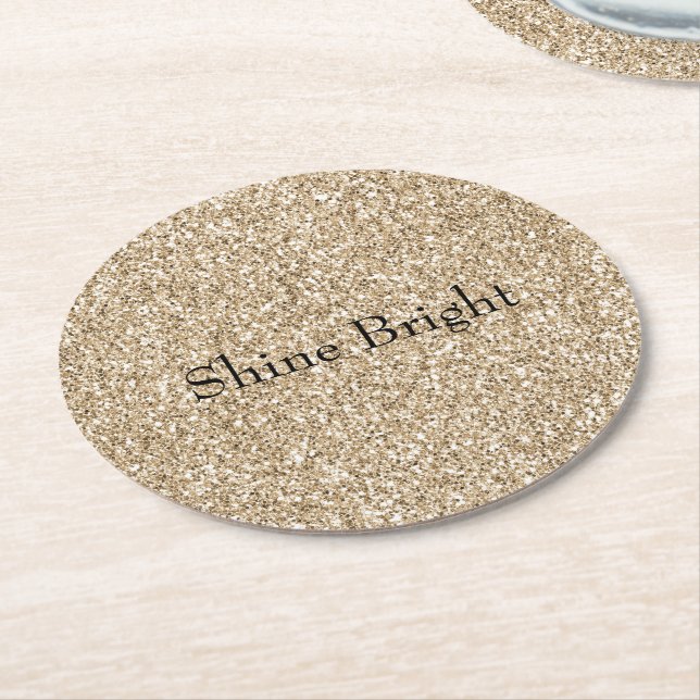 Dessous De Verre Rond Jolie Parties scintillant Glam Gold       (Incliné)