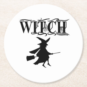 Dessous De Verre Rond Jolie sorcière volante Wicked Halloween