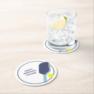Dessous De Verre Rond Joueurs de Pickleball Message personnalisé Anniver