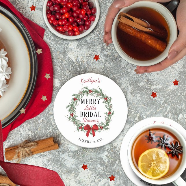 Dessous De Verre Rond Joyeuse Petite Fête de Fiançailles de Noël (Créateur téléchargé)