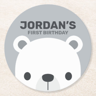 Dessous De Verre Rond Joyeux Anniversaire Ourson Polaire Mignon