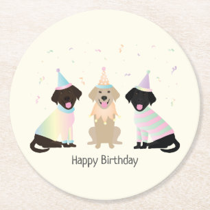 Dessous De Verre Rond Joyeux Chiens du Labrador Retriever