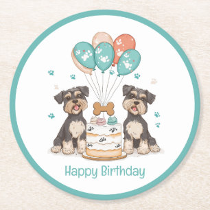 Dessous De Verre Rond Joyeux Chiens Schnauzer