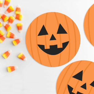 Dessous De Verre Rond Joyeux Citrouille orange sourire Halloween