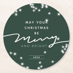 Dessous De Verre Rond Joyeux étincelles et Noël brillant