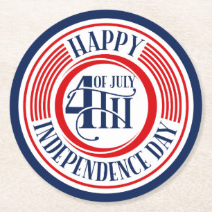 Dessous De Verre Rond Joyeux Jour de l'Indépendance 4 juillet