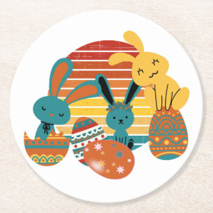 Dessous De Verre Rond Joyeux lapin, Oeuf de Pâques, Mignonne