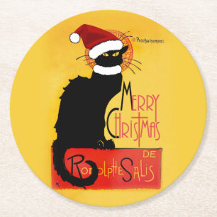 Dessous De Verre Rond Joyeux Noël - Conversation Noir