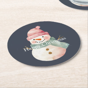 Dessous De Verre Rond Joyeux Noël de Snowman