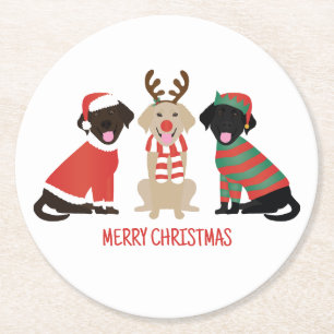 Dessous De Verre Rond Joyeux Noël Labrador Retriever Dogs