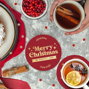 Dessous De Verre Rond Joyeux Noël Retro Super