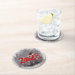 Dessous De Verre Rond Joyeux Noël Rouge Nouvel An 2026