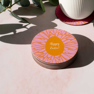 Dessous De Verre Rond Joyeux OEuf d'orange de Pâques