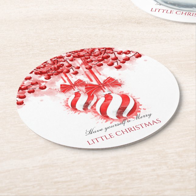 Dessous De Verre Rond Joyeux petit Noël aquarelle Splash (Incliné)