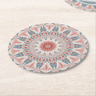 Dessous De Verre Rond Kaleidoscope Abstrait moderne Mandala Fractal Art