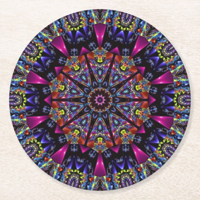 Dessous De Verre Rond Kaleidoscope élégant et moderne (Devant)