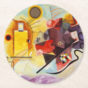 Dessous De Verre Rond Kandinsky Rouge Jaune Bleu Abstrait peinture
