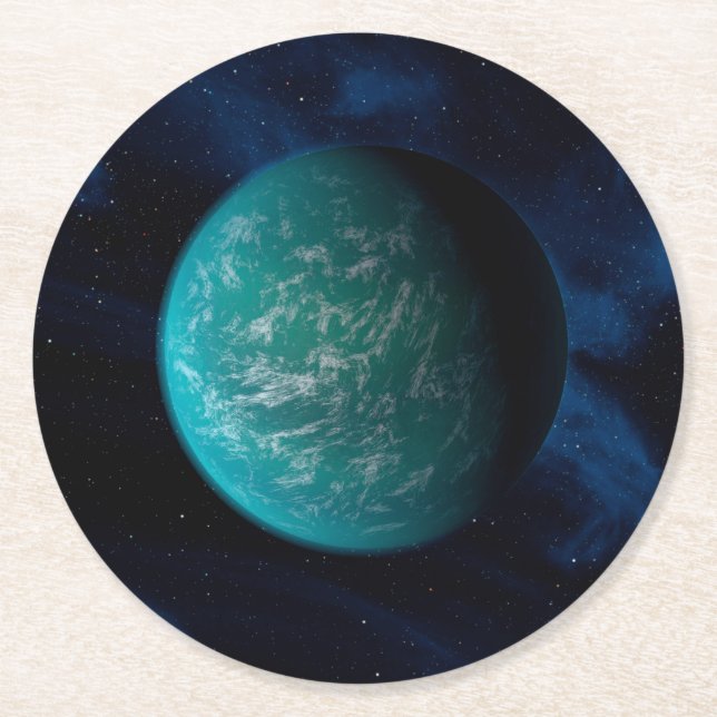 Dessous De Verre Rond Kepler 22b, Une planète extra-solaire. (Devant)
