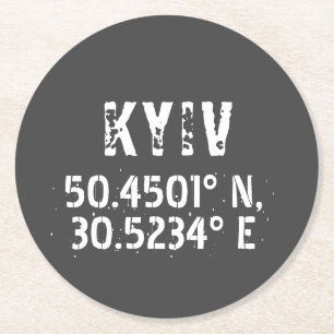 Dessous De Verre Rond Kiev Ukraine Latitude & Longitude en détresse