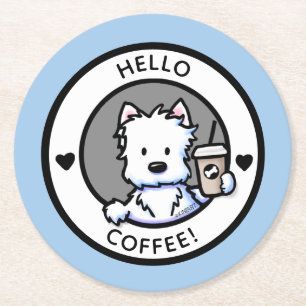 Dessous De Verre Rond KiniArt Coffee Westie