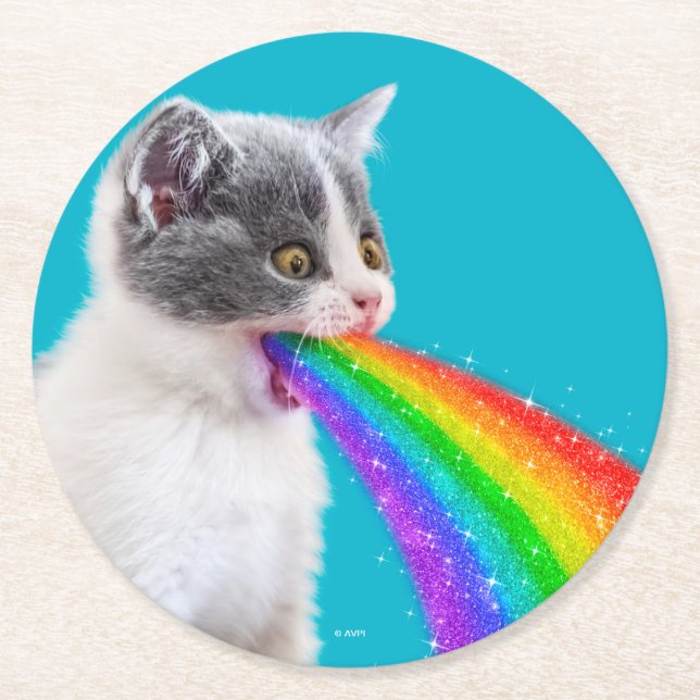Dessous De Verre Rond Kitten crache vers le ciel (Devant)