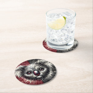 Dessous De Verre Rond Koala Bear Art sur Arrière - plan texturé