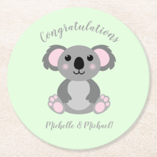 Dessous De Verre Rond Koala Bear Baby shower Blue Boy
