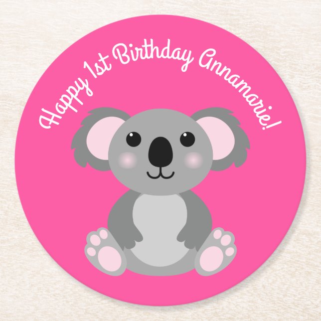 Dessous De Verre Rond Koala Bear Cute Kid Anniversaire (Devant)