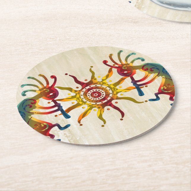 Dessous De Verre Rond KOKOPELLI DUO SUN + vos idées (Incliné)