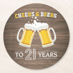 Dessous De Verre Rond La bière et la bière rustiques à 21 ans