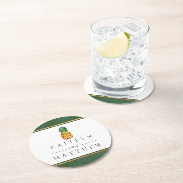 Dessous De Verre Rond La collection de Mariages d'ananas tropicaux (En situation)