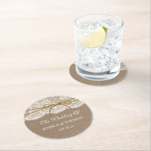 Dessous De Verre Rond La collection Rustique de Mariages de Bow Twine