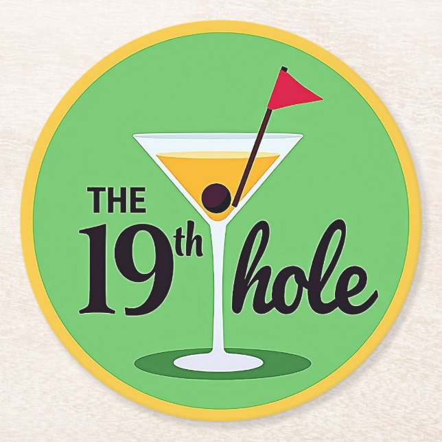 Dessous De Verre Rond La conception de l'Humour de golf 19th Hole (Devant)