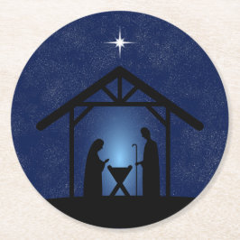 Dessous De Verre Rond La crèche de Noël Scène religieuse