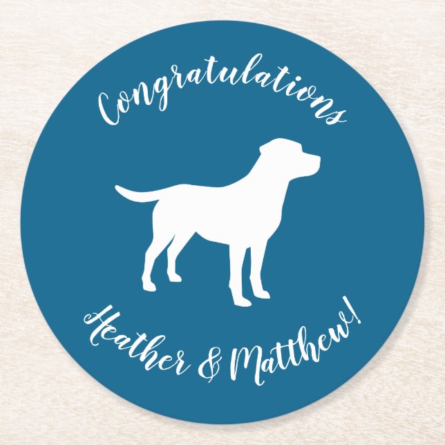 Dessous De Verre Rond Labrador Chien Baby shower Blue Boy Lab (Devant)