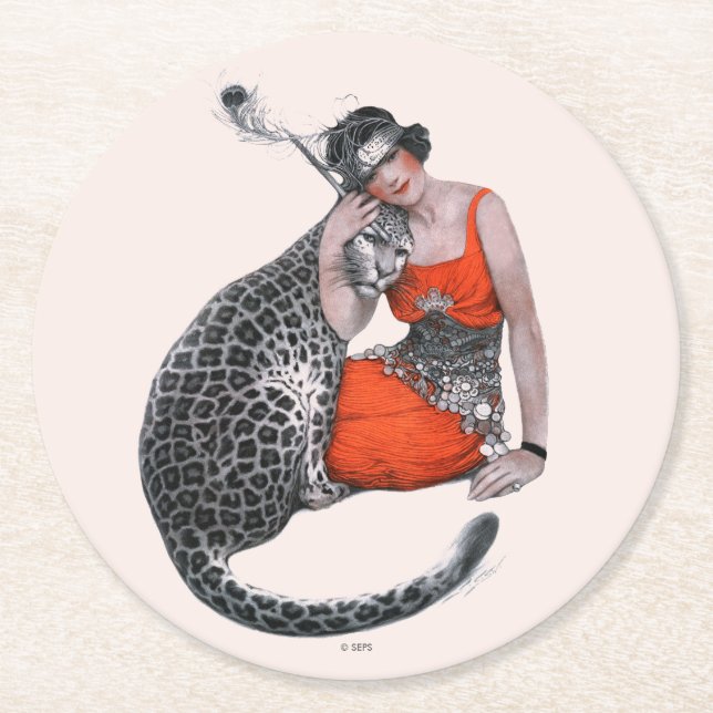 Dessous De Verre Rond Lady et Leopard (Devant)