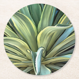 Dessous De Verre Rond L'Agave Tropical Realism Art