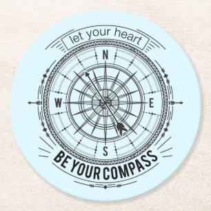 Dessous De Verre Rond Laissez votre coeur être votre boussole