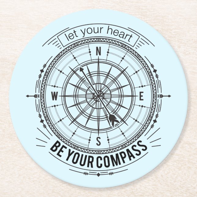 Dessous De Verre Rond Laissez votre coeur être votre boussole (Devant)