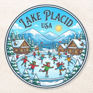 Dessous De Verre Rond Lake Placid États-Unis