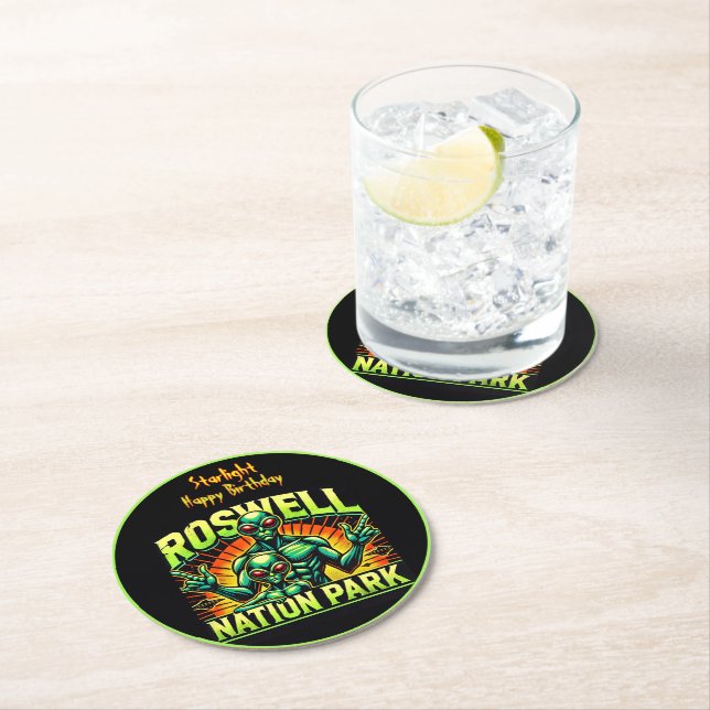 Dessous De Verre Rond L'Alien de Roswell Encounter Park attend ! (En situation)