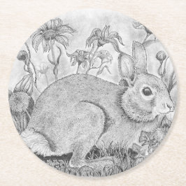 Dessous De Verre Rond Lapin en fleurs