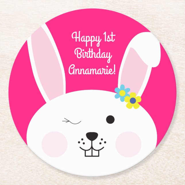 Dessous De Verre Rond Lapin Lapin Pâques Printemps fête d'anniversaire (Devant)