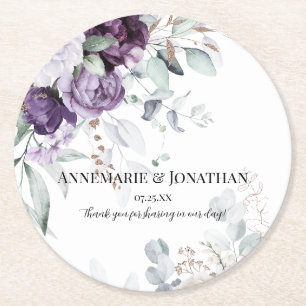 Dessous De Verre Rond Lavande violet blanc floral rustique