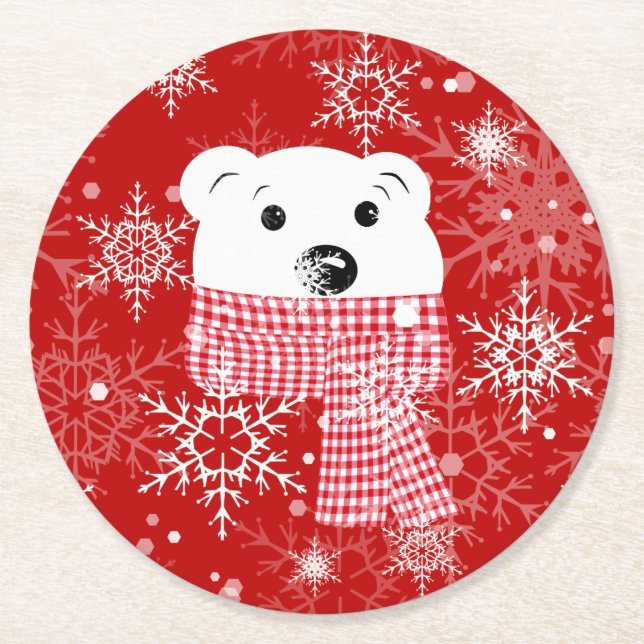 Dessous De Verre Rond Le museau d'un ours polaire, Noël (Devant)