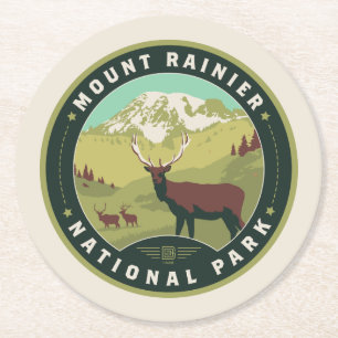 Dessous De Verre Rond Le Parc national du Mont Rainier