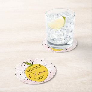 Dessous De Verre Rond Lemonade rose moderne 1er anniversaire