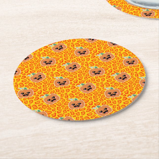 Dessous De Verre Rond Leopard print Halloween pattern (Incliné)
